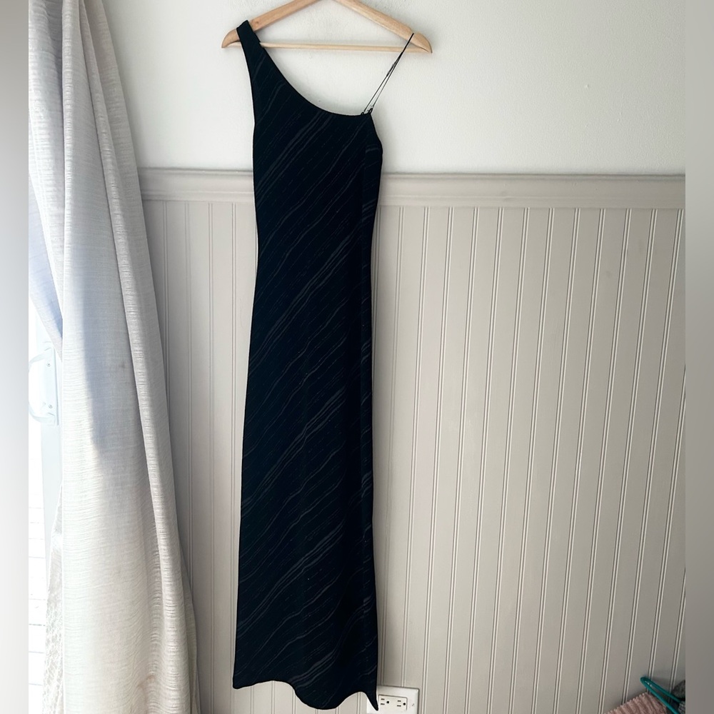 Y2K Charlotte Russe Black Maxi Long Fitted Sparkle Dress Size Small
